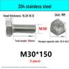 M14-30 304 Stainless Steel Fully Threaded Hex Head Screw Bolt