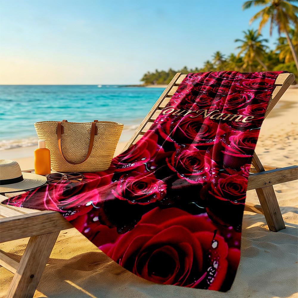 Rose Customize Your Name Beach Towel Soft Durable Quick-Dry Suitable for Sports Travel Swimming Yoga Bathroom Beach And Pool