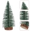 Mini Christmas Trees Artificial Pine Tabletop Decor Snow Top Dark Green Silver White Wood Base Xmas Party Decoration Decoration