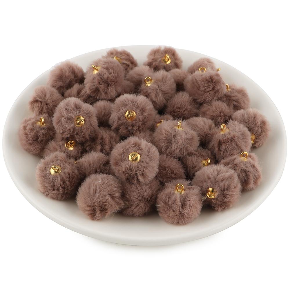 20pcs Plush Fur Cover Ball Beads Charms Cute Bead Pendant for DIY Jewelry Making Accessories Handmade Earring Bracelet