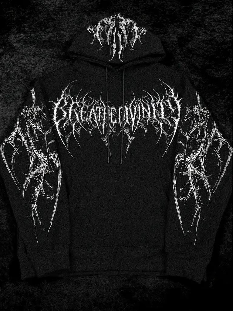 Breathedivinity Herbst Herren Kapuzenjacke mit Print in Übergröße