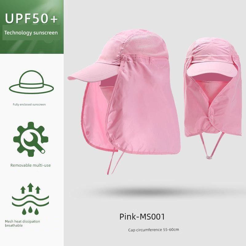 

Summer Fishing Hat Sun Protection Cycling Men s and Women s Quick-Drying Sun Protection UV Proof Cap Hat Neck Protection Cap Hiking Sun Hat Pink Factory direct sale size adjustable