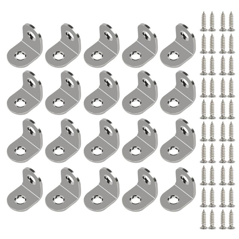 

Pack of 20 Metal Corner Supports Steel Support Small Metal Supports Angles Brackets set for Stabilizing Furniture