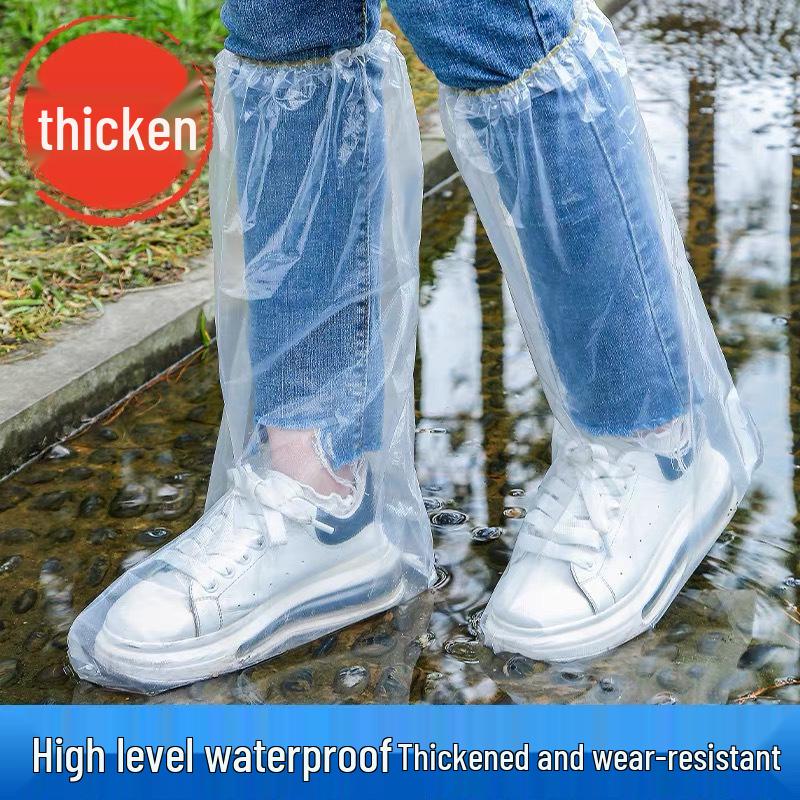 Durable Waterproof Transparent Overshoes - Non-slip Disposable High-top Rain Boots