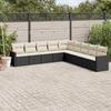 VidaXL Garden Lounge Set with Cushions 9 Pcs, Patio Sofas, Patio Furniture Set, Outdoor Furniture, Black 3258458