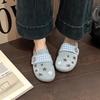 2025 summer new one-pedal bag head slippers lazy flat single shoes retro versatile girls casual shoes slippers