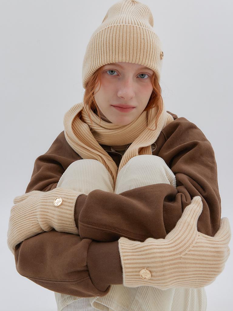 ANOETIC Anc Beanie & Muffler & Gloves Set_Butter