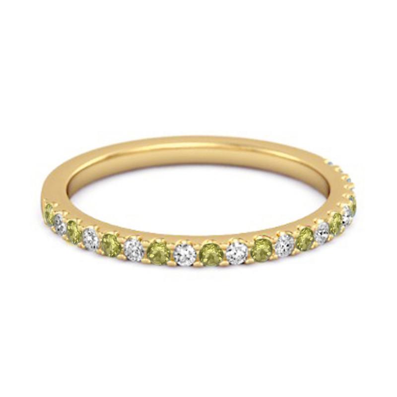 Peridot evighetsring - 925 sterling silver guldpläterad