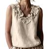 Women's Sleeveless V-Neck Ruffle Trim Blouse Casual Color Top for Summer