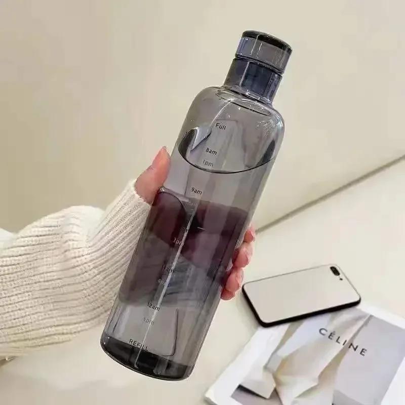 Time Scale Clear Waterbottle Cute Plastic Water Bottle Girls Sport Bottles Leakproof Outdoor Shaker Milk Juice Cup Drinkware