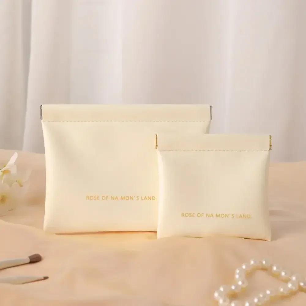 Simple Lipstick Makeup Storage Bag Women Fashion Portable Mini Key Jewelry Cosmetic Organizer Pouch Handbag Pu Small Bags Gift