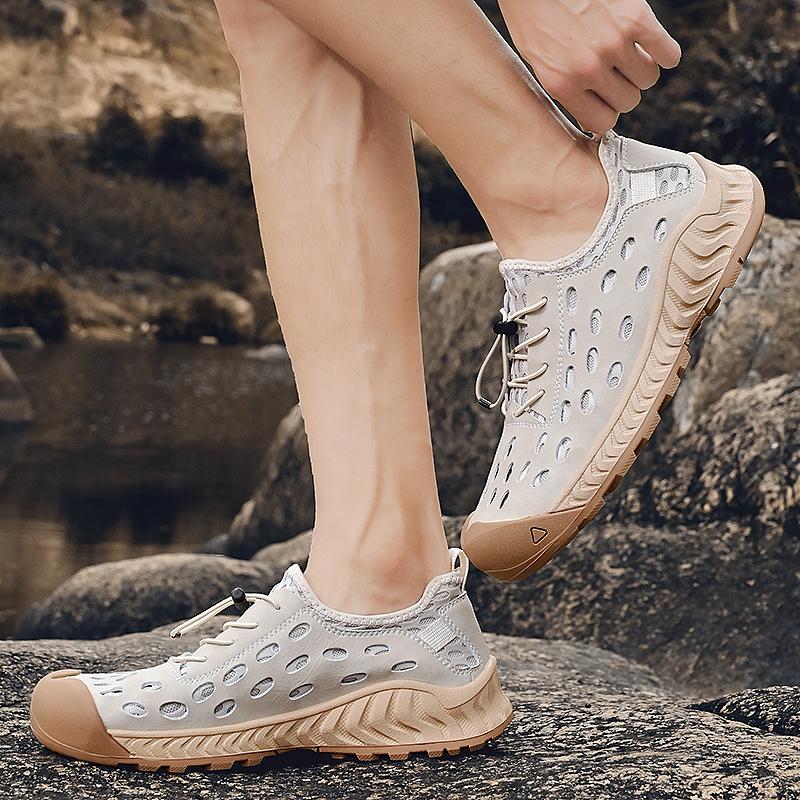 38-46 Summer Men's Large Handcrafted Mesh Breathable Hole Shoes Outdoor Casual Running Shoes Hiking Shoes