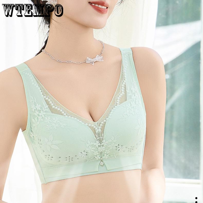 Breathable Gathering Bra for Women Without Steel Rims Thin Design Plus Size Push Up Bra Adjustable Top Support Bra