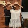 Women's Autumn Cotton Layered Lace-Hem Camisole with Chest Pad