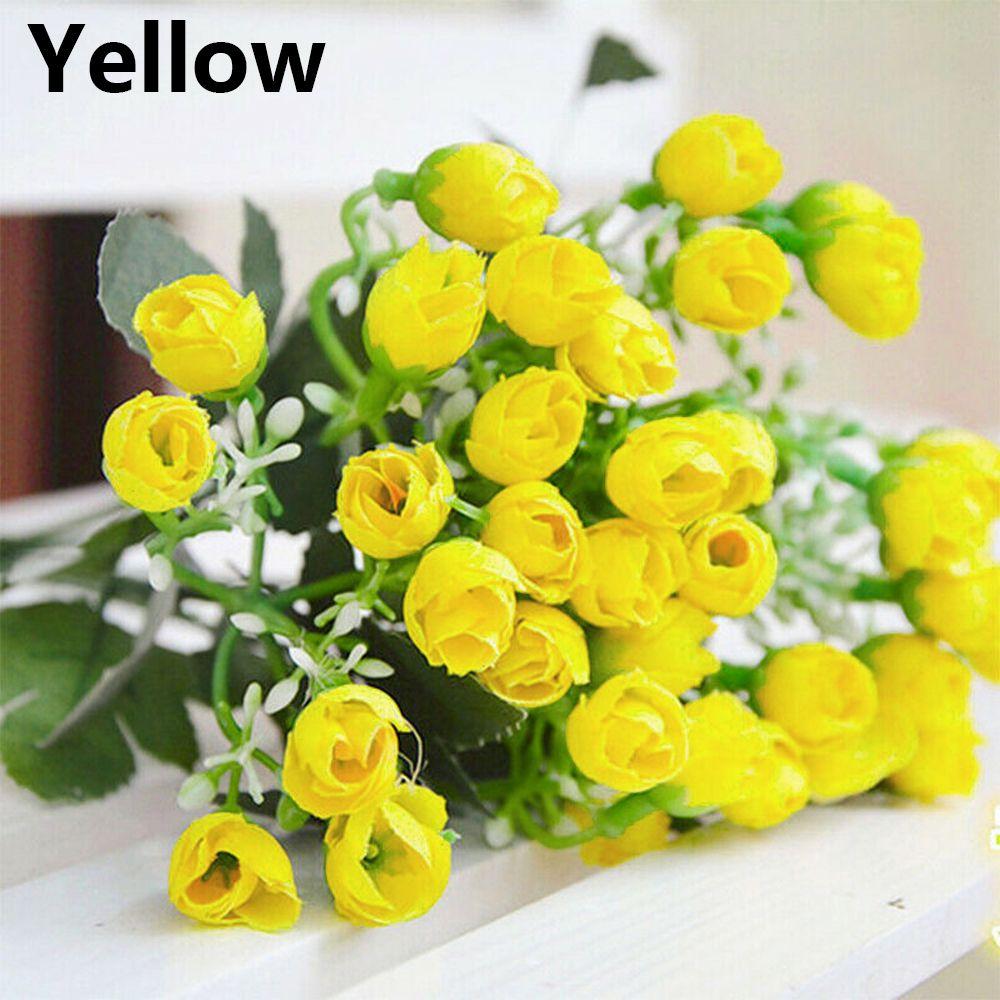 

Ручная работа DIY Крафт Шелковый букет Свадебное украшение Маленькая роза-бутон Свадебный букет Искусственные цветы жёлтый