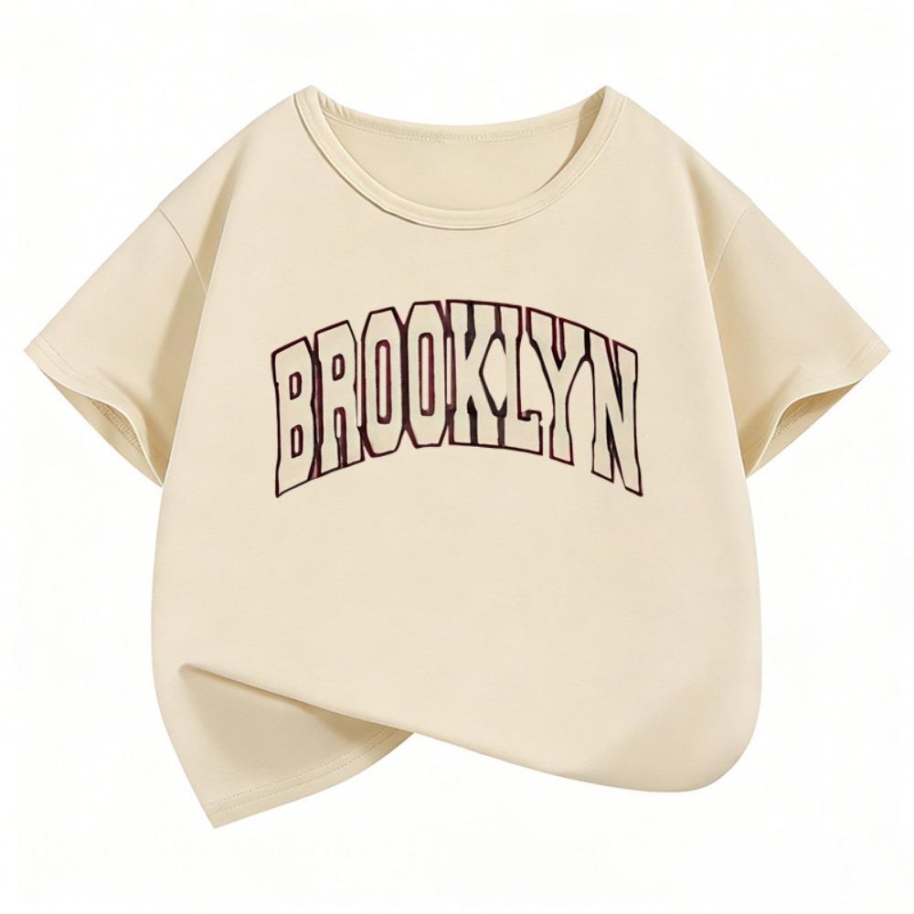 Brooklyn Letter Printed  Fashion T Shirts Short Sleeve Kids Children's T-shirt Boys Girls Summer Spring Casual Top Tee Shirt