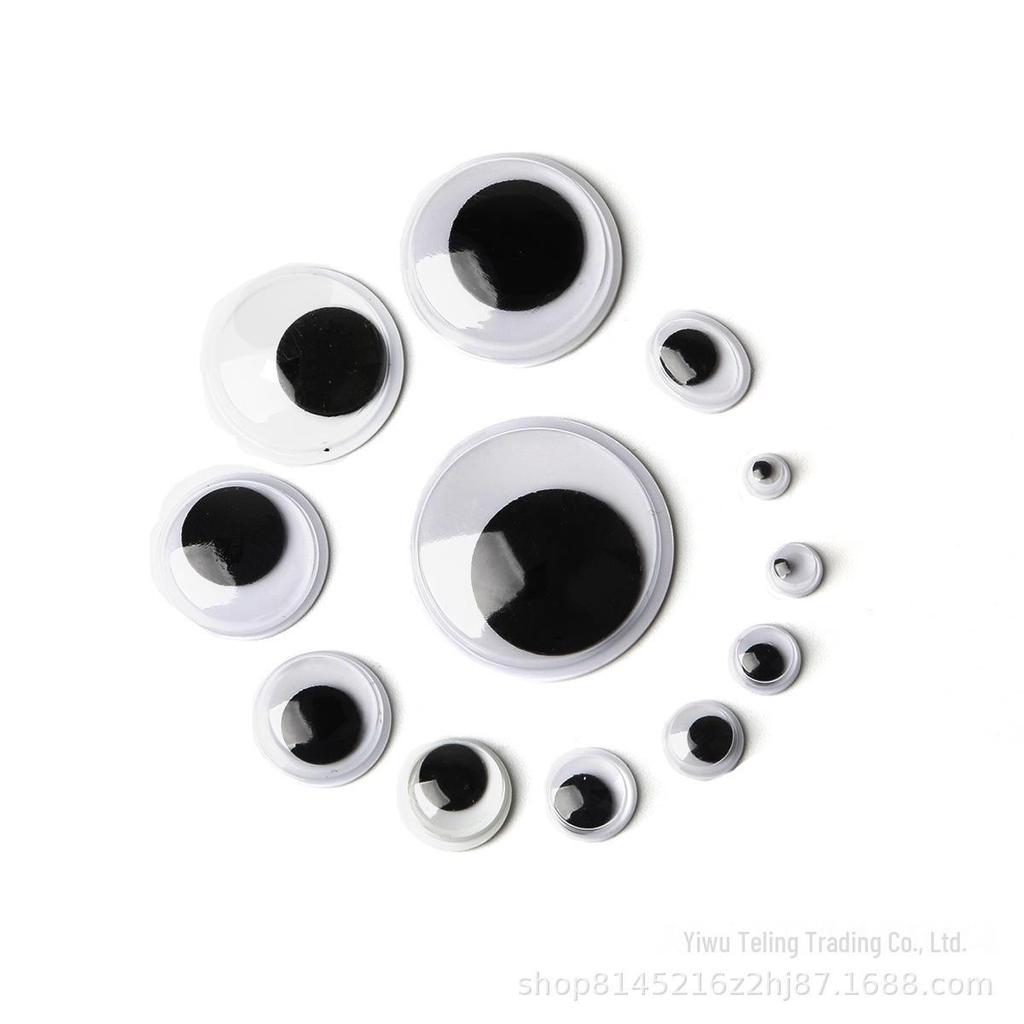 Pre-made DIY Toy Animal Accessories: Adhesive Black and White Moving Eyes for Kids