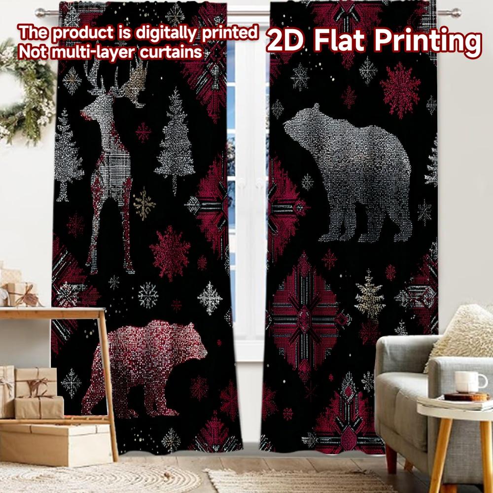 

2pcs, 2D FLAT PRINTING Curtains (Without Rod) Wildscape Pattern Digital printing on holiday curtains Fabric Curtains Decorations 52.50 × 116.00 cm 2 pcs
