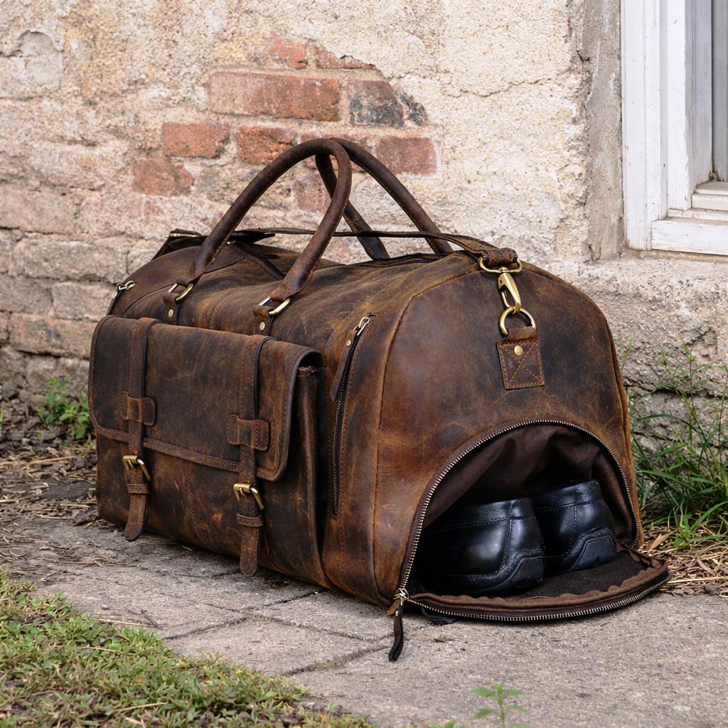 Mens&Womens Travel Bag, Full Grain Leather Duffel Bag, Personalisation Weekend Luggage Bag,Unique Christmas Gifts,Carry-on Bag