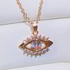 Elegant Eye Shaped Pendant Necklace for Women Sparkling Stone Halo Design Unique Stylish Everyday Party Jewelry Gift for Her