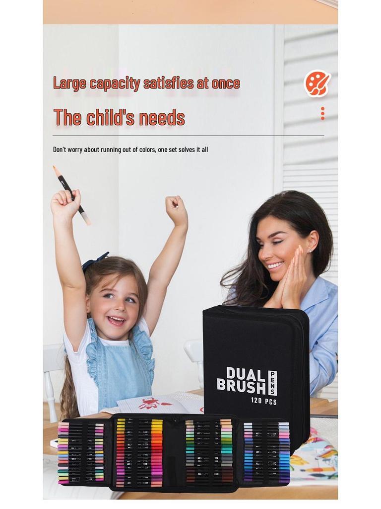 Dual-Tip Washable Watercolor Fineliner Set for Kids - Soft Tip Art Pens