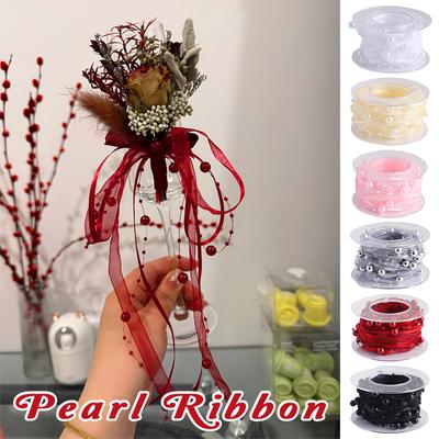 5 Yards/Rolle Künstliches Perlenband Garn Perlenkette Perlen Spitze Verzierungen für Hochzeitsfeier Blumendekoration DIY Zubehör