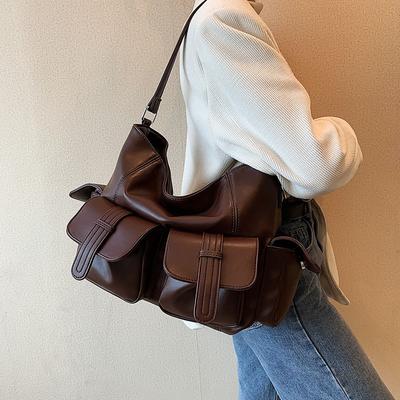 Women's Shoulder Bag 2025 Winter New Texture Large Capacity Messenger Bag Double Pocket Armpit Bag