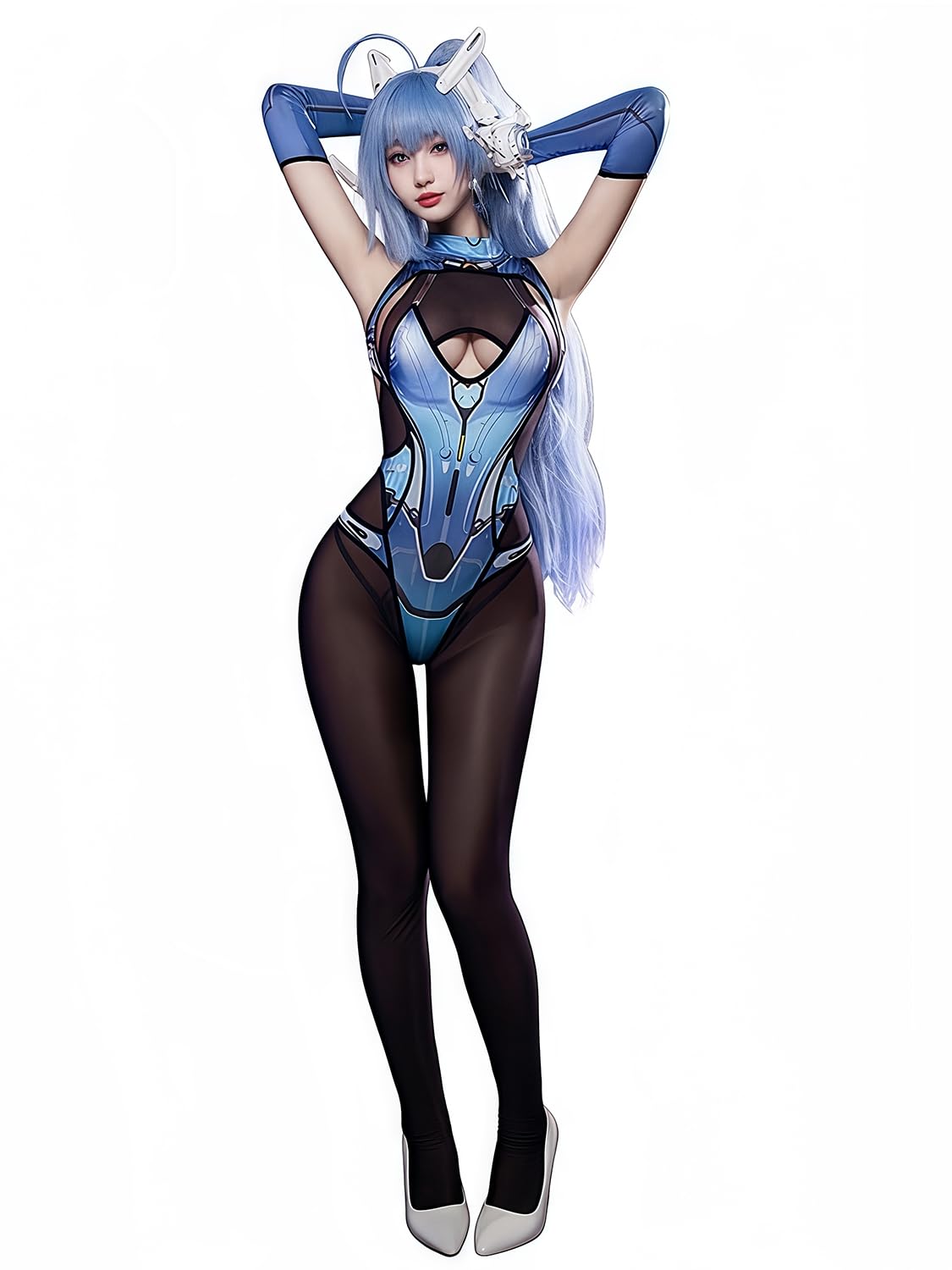 

SENMHS Сексуальный киберпанк Сэнки Косплей Зентай Костюм нижнего белья с Идеально подходит для или любого другого Сексуальный подарок для вашей девушки или Один размер подходит для всего тела