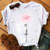 New Fashion Women Black T Shirt Friends Gift Flower Love Print Cute Tee Shirt Female Harajuku Tops Woman Short Sleeve T -Shirts