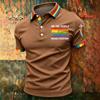 Men's Casual Polo Shirt Short Sleeve Gradient Print Classic Fit Button Down Collar Soft Breathable Fabric Top