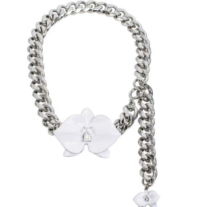 

Orchid chain necklace adjustable enamel choker sweet cool statement necklace белый