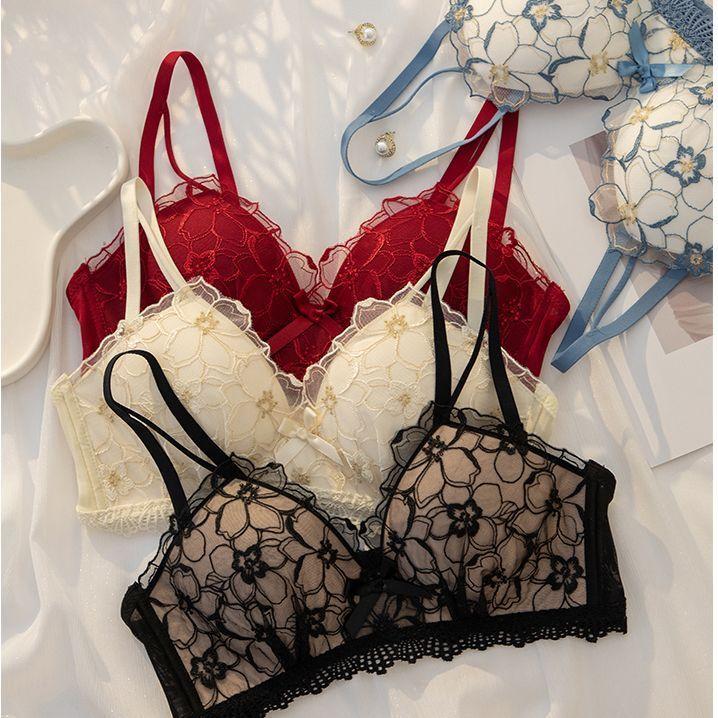 Big Breast Bras Floral Lace Push Up Bras For Women Adjustable Wireless Underwear Female Lingerie Fashion Girls Cute Bras