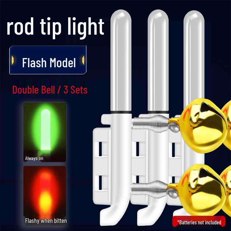 Night Fishing LED Rod Tip Light with Copper Bell - Sea Rod Alarm and Glow Sensor