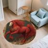 Red Horse,Round Area Rug,Carpet Rug for Living Room Bedroom Sofa Playroom Decor,Non-slip Floor Mat