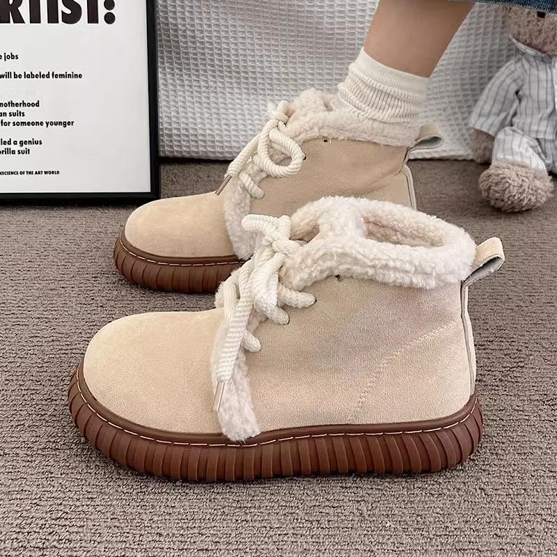 Wear velvet thickened non-slip cotton shoes for women 2025 new autumn and winter warm and antifreeze thick-soled snow boots for women in winter