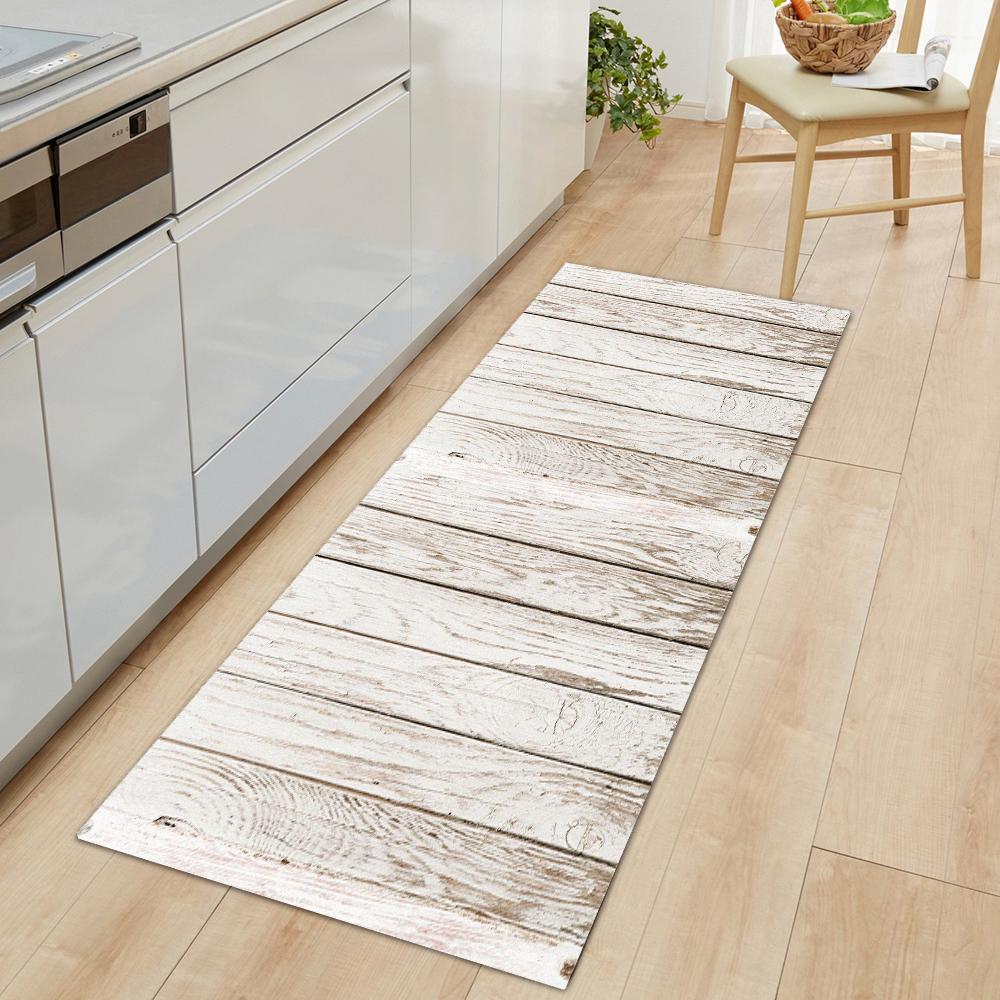 Imitation Wood Grain Stripe Kitchen Mat Entrance Doormat For Living Room Rug Home Bedroom Floor Hallway Balcony Anti-Slip Carpet