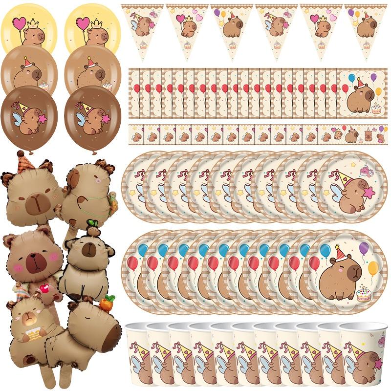 Capibara Capybara Birthday Decoration Disposable Tableware Birthday for Bara Baby Shower Tableware Balloons Capibara Cumpleaños