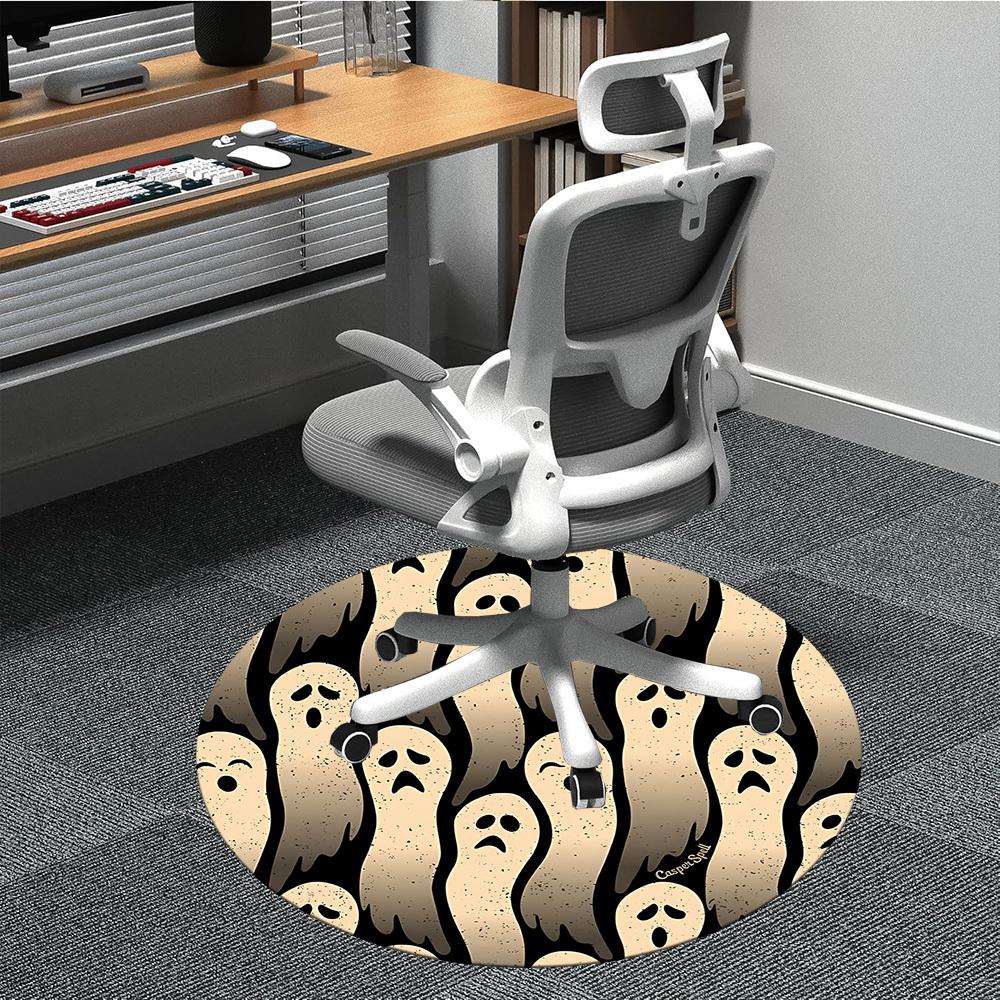 

1PC Ghost Pattern Office Round Rug, Non slip, Soft and Durable Office Rug for Interior Decoration, Perfect for Office 80cm