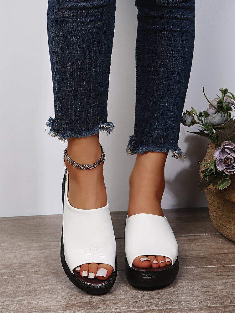 Women's Plus Size Platform Wedge Heel Slippers - Summer 2021 European & American Fashion, Open-Toe Design, Thick Outdoor Sole