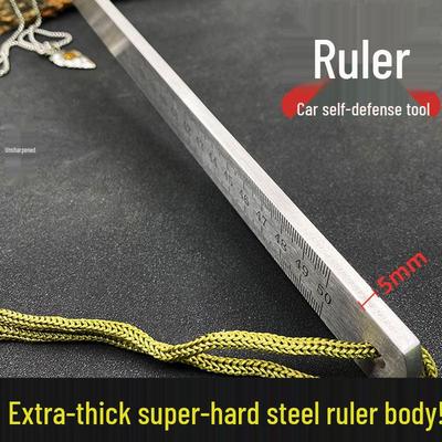 Multifunctional 5mm Thickened Stainless Steel Ruler & Self-Defense Tool