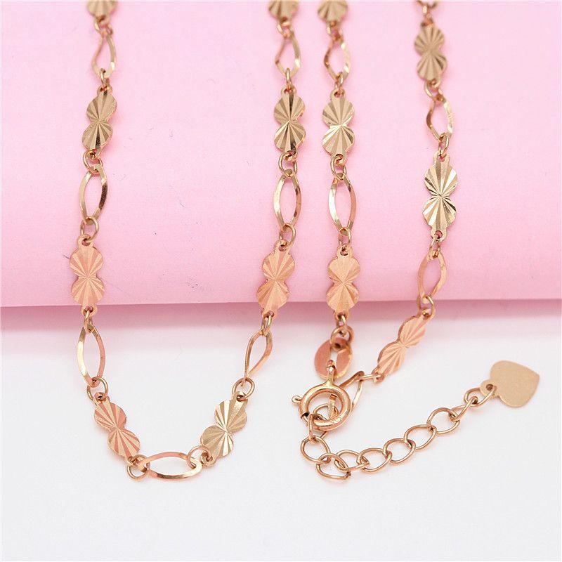 Purple Gold Pattern Necklace Plated With Rose Gold, Simple Women'S Colored Gold Collarbone Chain