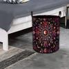 2D Flat PrintingMysterious Halloween Flower Pattern Foldable Dirty Clothes Basket, Mysterious Halloween Flower Pattern High-Quality, Foldable, Round O