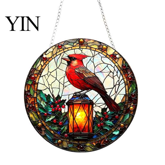 Acrylic Holiday Hanging Decorations Christmas 2D Suncatcher, Stained Glass Style Black Cat Window Hanging, Decorative Wall Plaques Colorful