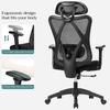 SONGMICS Office Chair, Ergonomic Desk Chair, Computer Chair, Mesh Chair, Adjustable Lumbar Support and Headrest, 150 kg, Height-Adjustable, Black