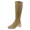 Long Tube Women's Knee-length Cotton Boots Autumn New All-match Square Toe Plus Fleece High Tube Block Heel Skinny Boots