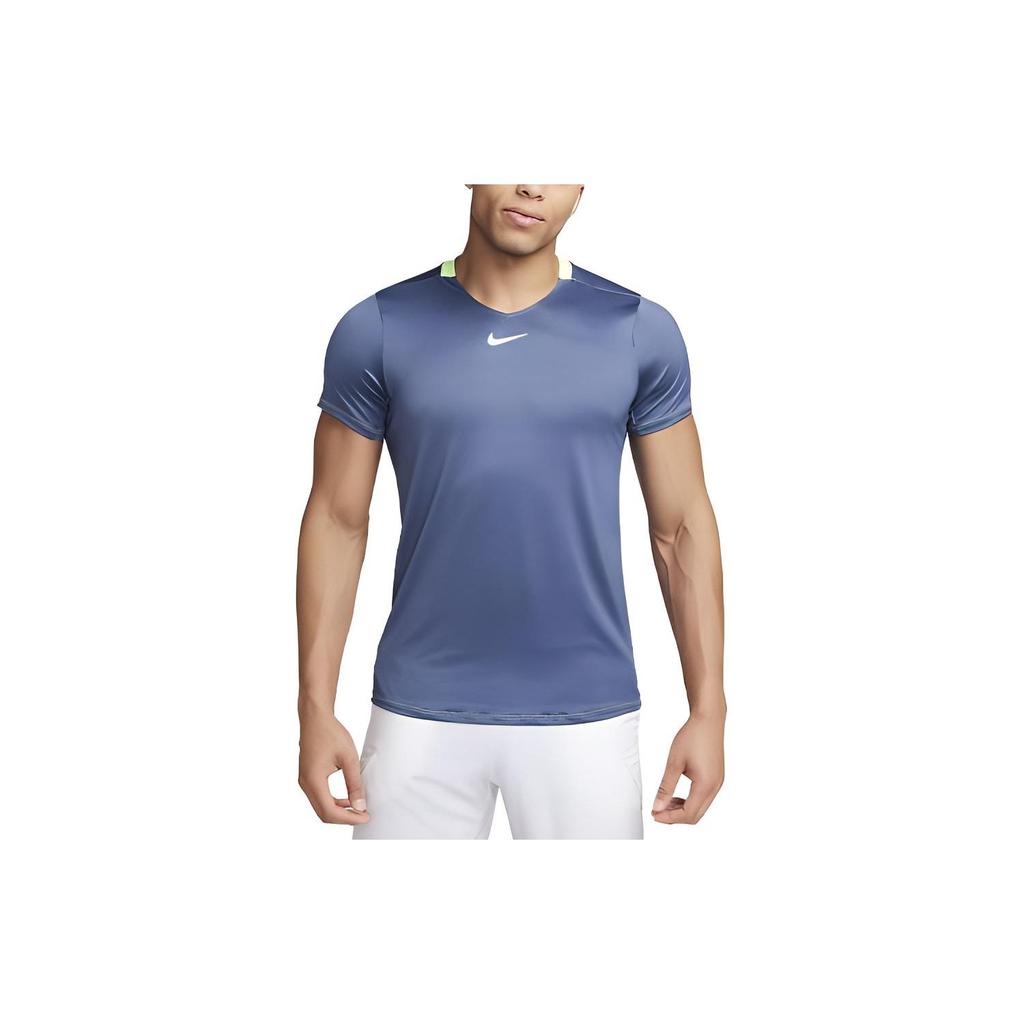 Nike Court Dri-FIT Advantage Logo Patch Round Neck Sports Short Sleeve T-Shirt Men Tops Diffuse-Blue DD8317-491
