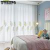 WTEMPO 2PCS Nordic Style Rural Embroidered Curtains Bay Windows Bedroom Living Room Fresh Simple Perforated Curtains