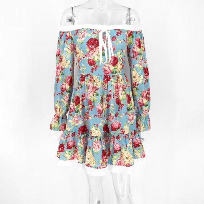 

Новое поступление Платье с принтом, с открытыми плечами, с рукавами-клеш, Платье на бретелях с принтом, с рукавами-клеш Flower color S