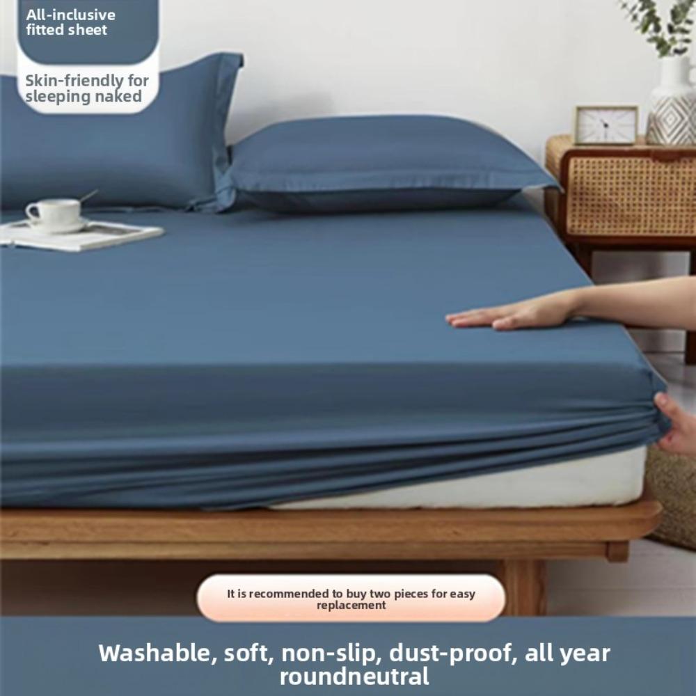 Summer Washed Cotton Fitted Sheet Set, All-around Wrap Mattress Cover, Baby Friendly Single Bed Sheet Mattress Protector