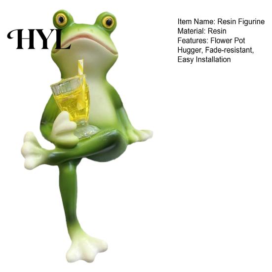 Charming Frog Yard Decor Miniature Figurine Planter Decoration Resin Flower Pot Hugger Plant Garden Statue for Edge Fairy Ornament